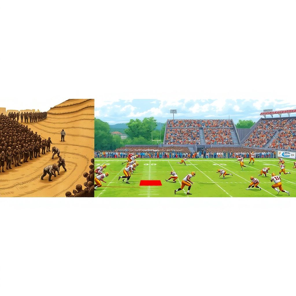 The evolution of college football offenses from ground and pound to air raid