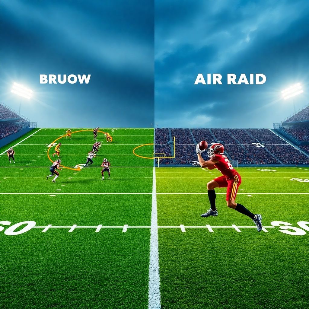 The evolution of offensive schemes: from ground-and-pound to air raid in football