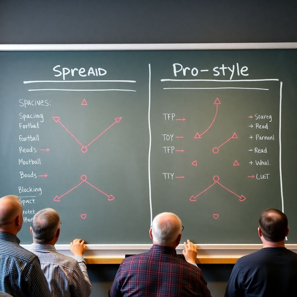 Comparing college and Nfl offensive schemes: spread vs pro-style